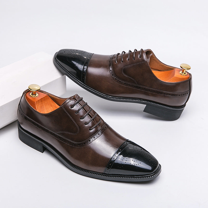 Grayson Men's Italian Leather Cap-Toe Oxford Brogues - Elegant Comfort
