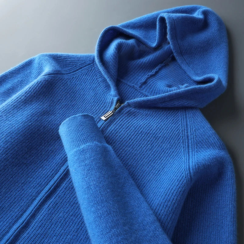 Men's Luxury Merino Wool Full-Zip Hooded Top – Calvin Clarke Collection