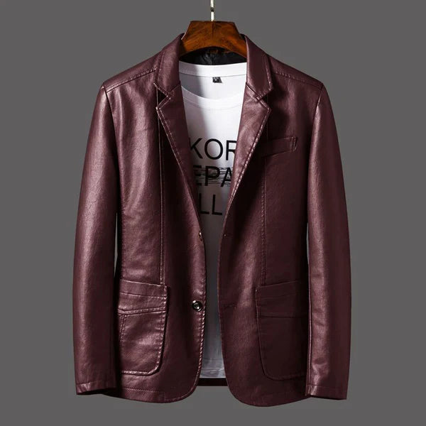 Ashford Vegan Leather Blazer for Men – Smart Tailored Single-Breasted Jacket