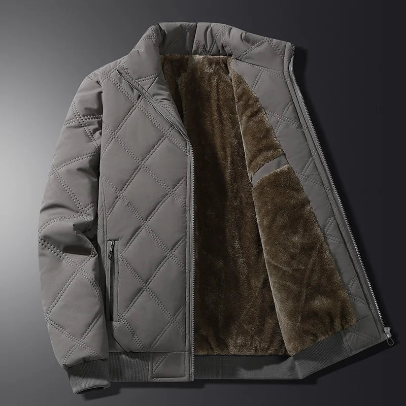 Gravenwald Premium Quilted Fleece-Lined Jacket - Warm Diamond-Stitched Casual Outerwear