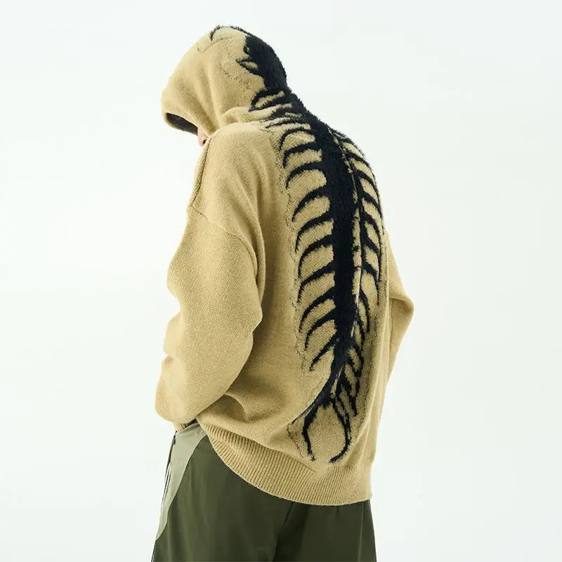 Distinctive Gothic Knit Spine Hoodie: Edgy Alternative Style for Modern Wardrobes