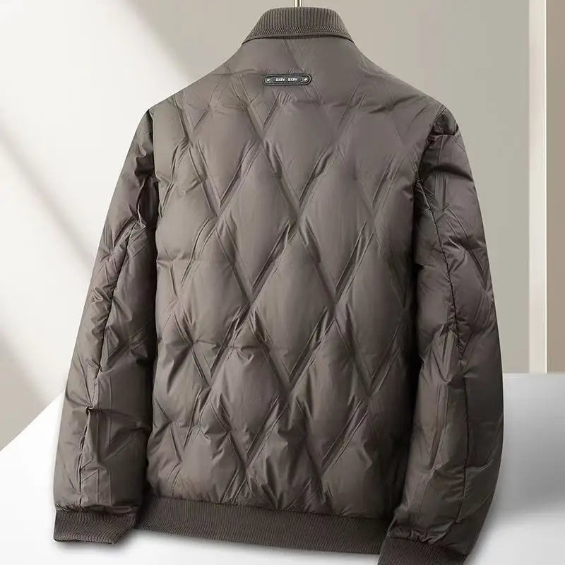 Gravenwald Reid Quilted Bomber Jacket: Lightweight Duck Down, Diamond Pattern, Ribbed Trims