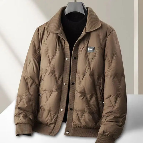 Gravenwald Reid Quilted Bomber Jacket: Lightweight Duck Down, Diamond Pattern, Ribbed Trims