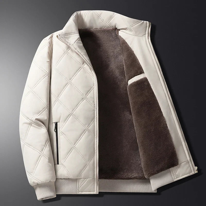 Gravenwald Premium Quilted Fleece-Lined Jacket - Warm Diamond-Stitched Casual Outerwear